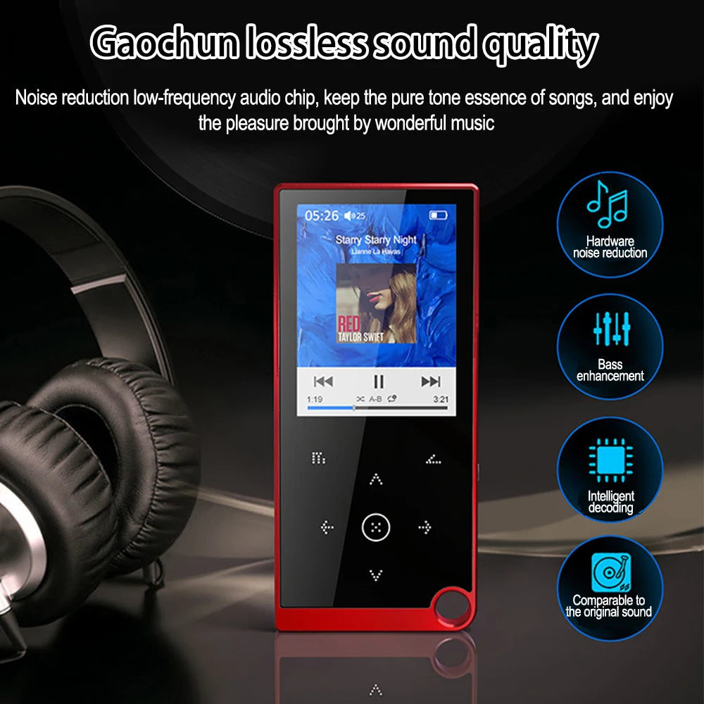 2.4-inch Screen Bluetooth5.0 Mp3 Player Touch Key Portable Audio Lossless Music Hifi Walkman FM/Ebook/Recorder/MP4 Video Player