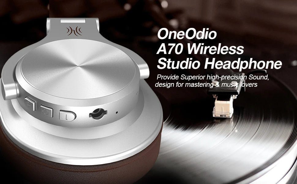 OneOdio A70 Fusion Wired & Wireless Bluetooth 5.2 Headphones - Over-Ear Studio DJ Headset with Mic for Phone & Recording