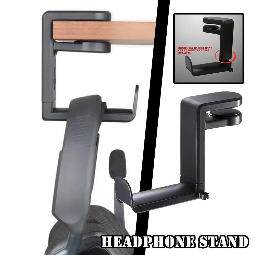 360° Rotating Headphone Stand Desktop Headset Holder PC Gaming Headset Desk Hanger Hook For Earphone Controller