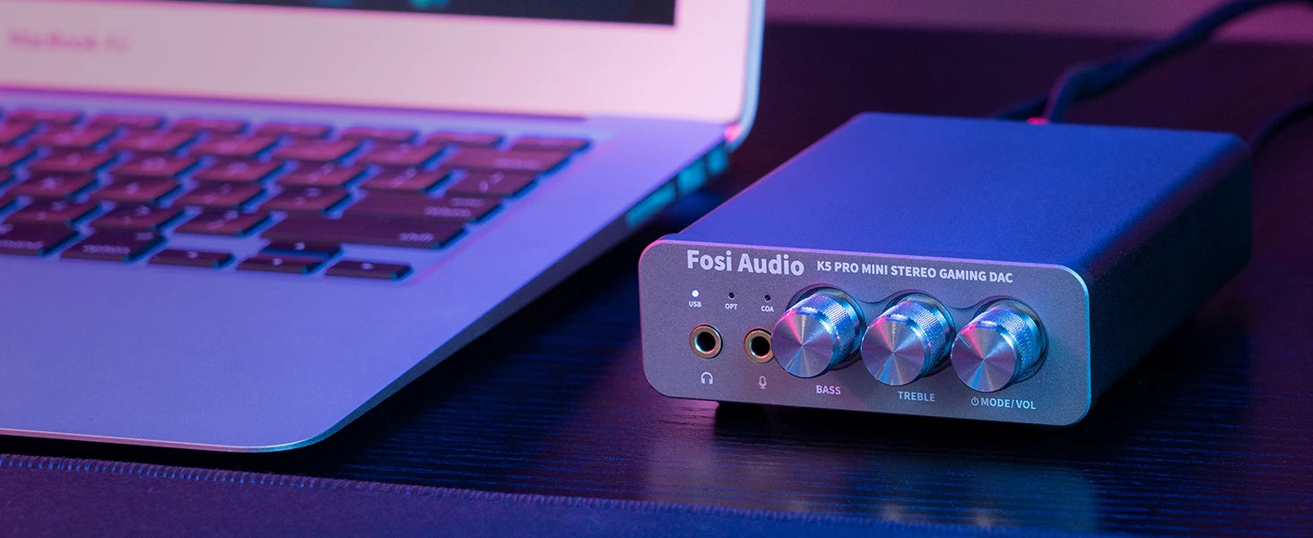 Fosi Audio K5 PRO USB Gaming DAC with Microphone & Headphone Amplifier