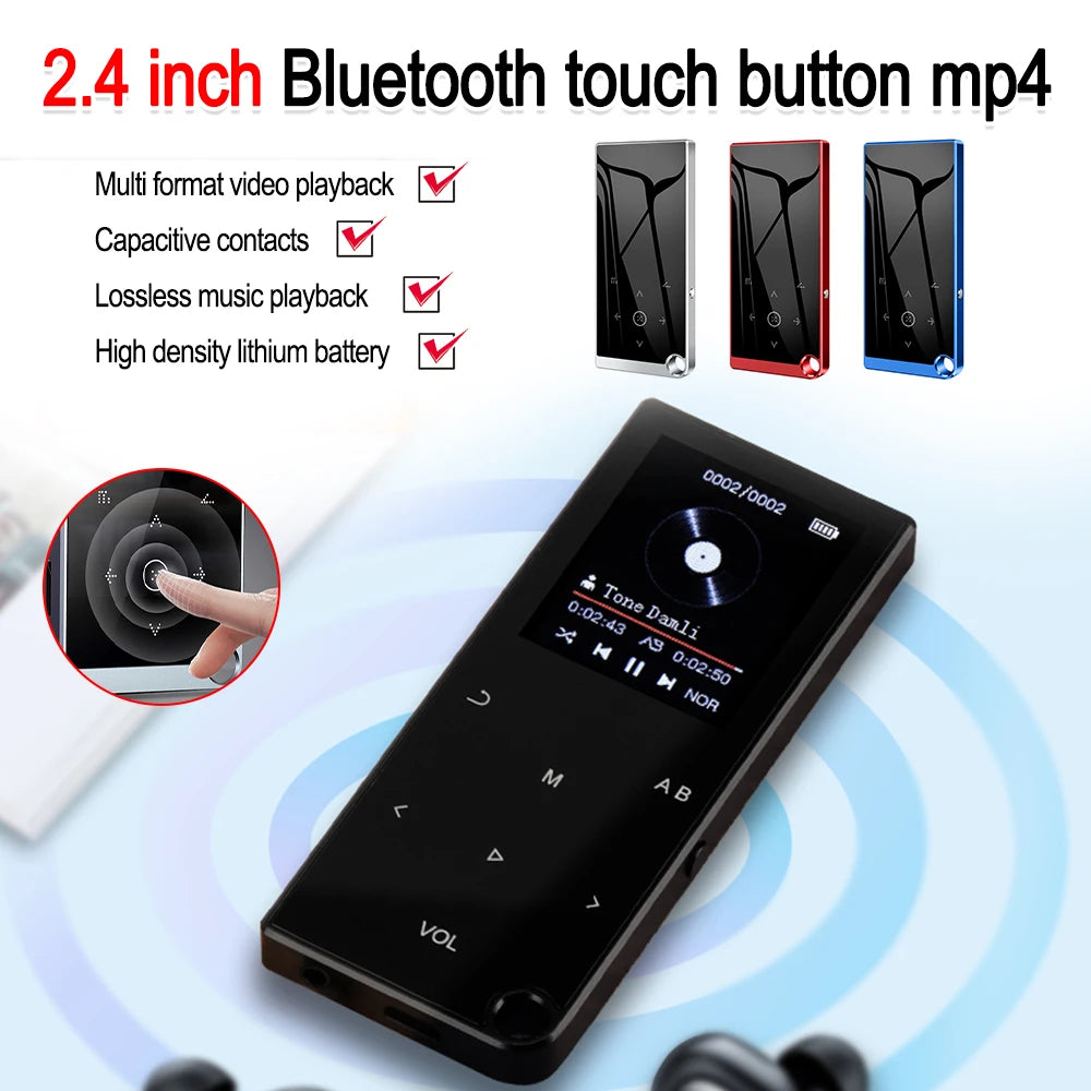 2.4-inch Screen Bluetooth5.0 Mp3 Player Touch Key Portable Audio Lossless Music Hifi Walkman FM/Ebook/Recorder/MP4 Video Player