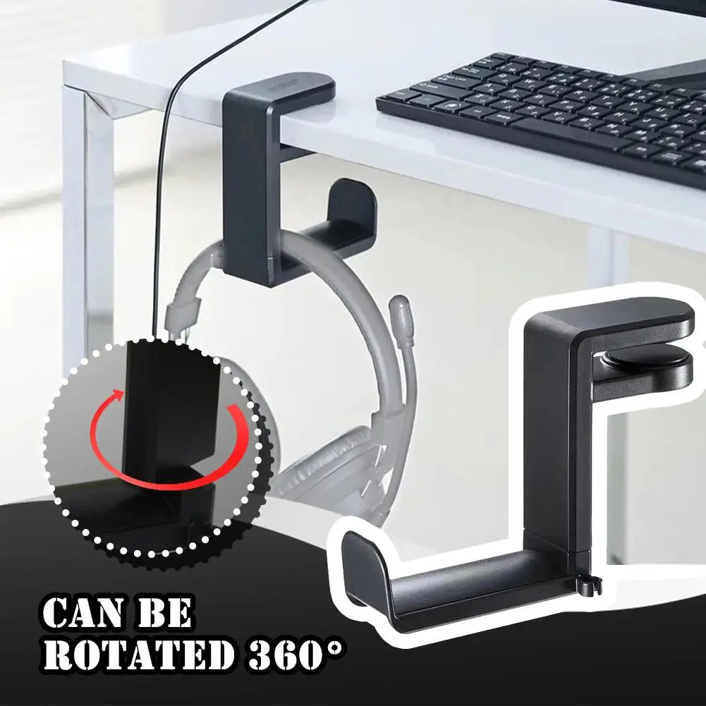 360° Rotating Headphone Stand Desktop Headset Holder PC Gaming Headset Desk Hanger Hook For Earphone Controller