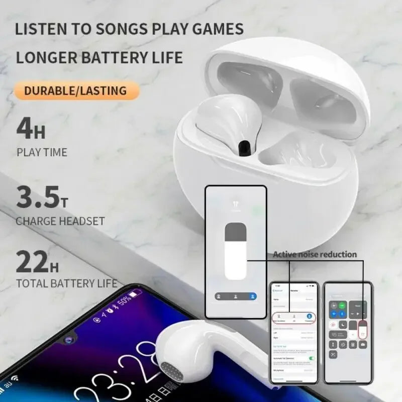 Lenovo Air Pro 6 TWS Wireless Bluetooth Earbuds - Sport Headset for Android & iPhone