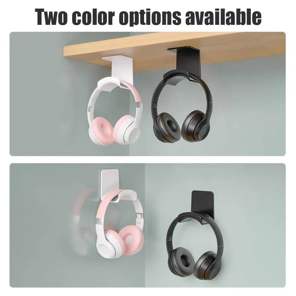 Universal Headphone Stand Adhensive Plastic Wall Mount Hanger Under Desk Headset Rack Holder Support For Gaming Earphone Bracket