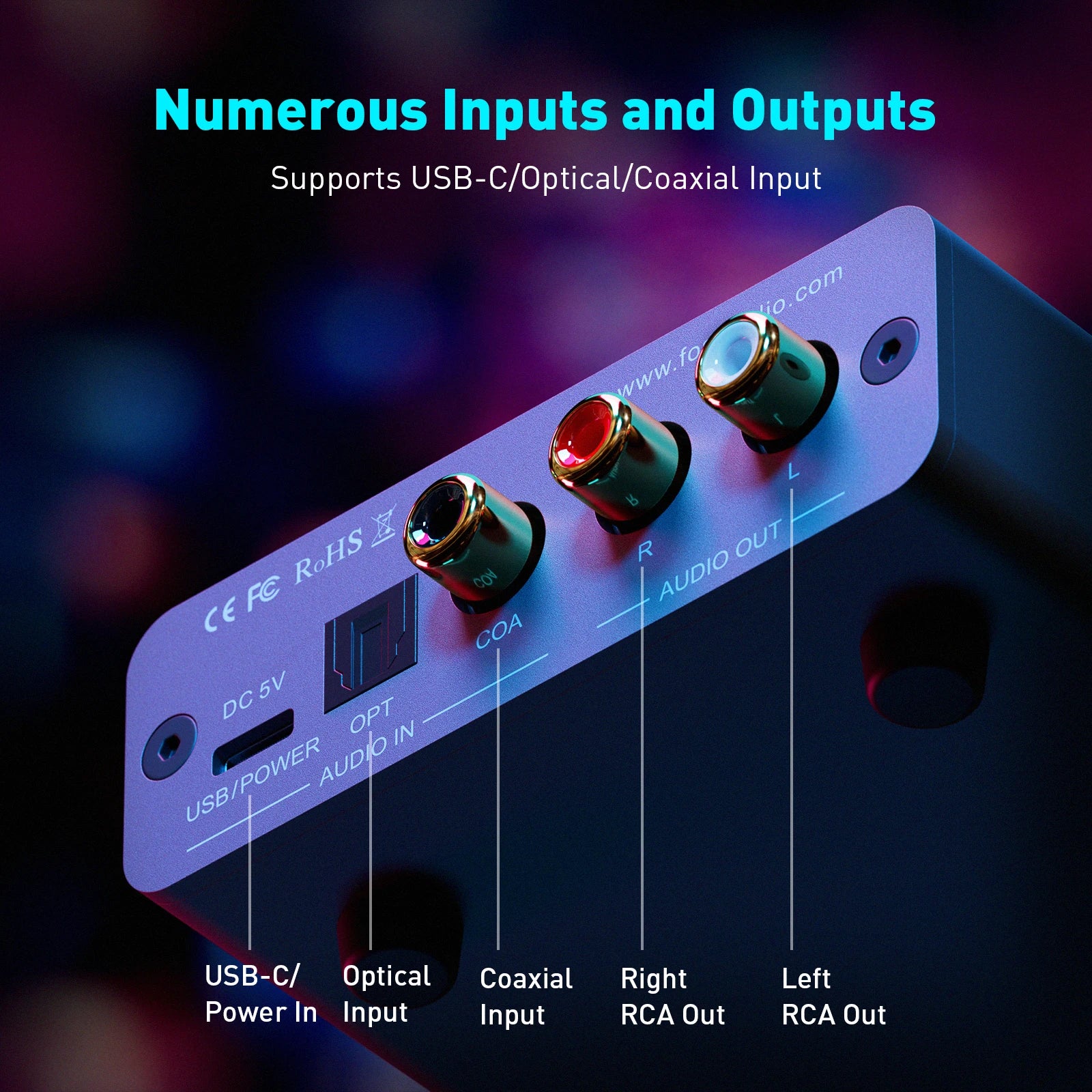 Fosi Audio K5 PRO USB Gaming DAC with Microphone & Headphone Amplifier